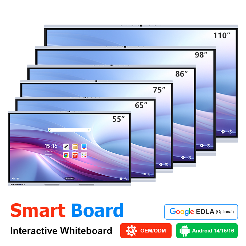 interactive flat panel size lineup 55 65 75 86 98 110 inch ODM