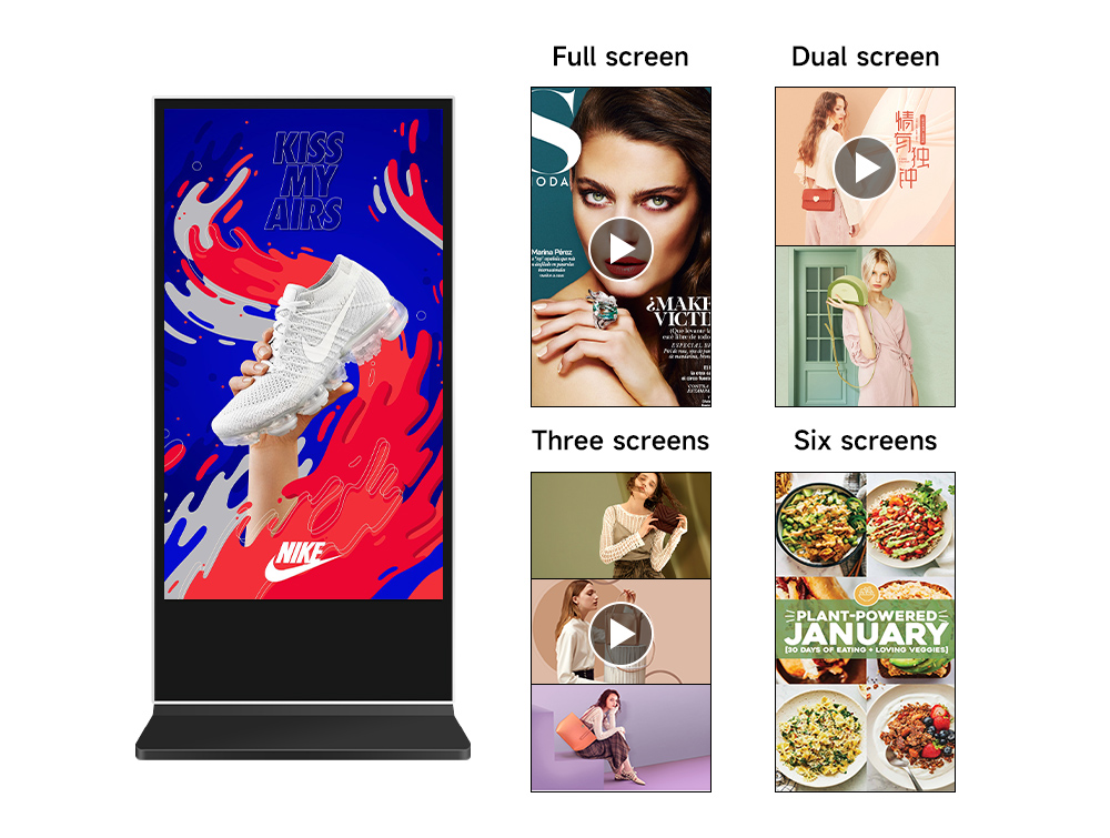 digital signage split screen retail content layout CMS