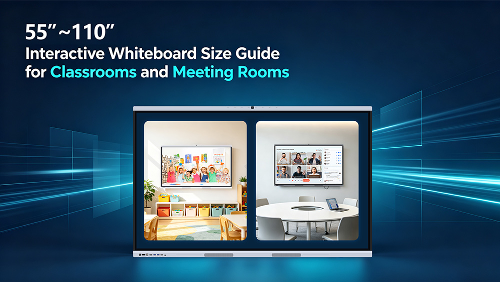 interactive whiteboard size lineup 55 65 75 86 98 110 inch comparison