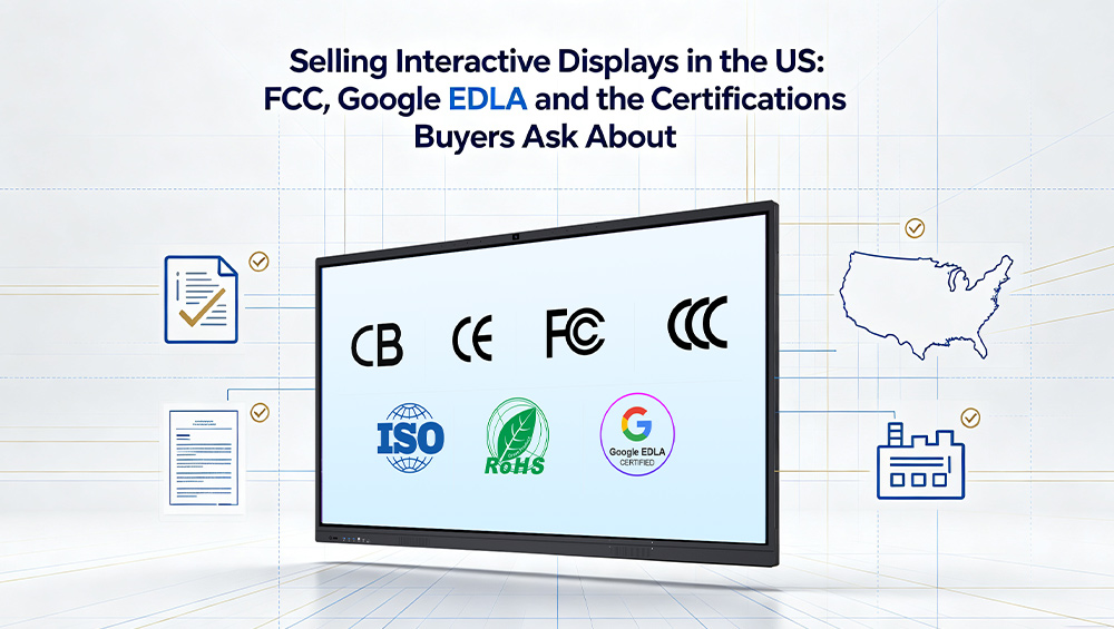 CE FCC RoHS ISO9001 certificates for interactive display products